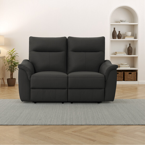 Storm Leather Sofas - 2 Seater Electric Recliner Sofa - Aldo Range - Oak Furnitureland