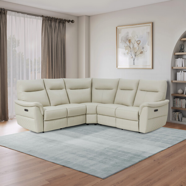 Bone China Leather Sofas - Large Corner Sofa - Aldo Range - Oak Furnitureland