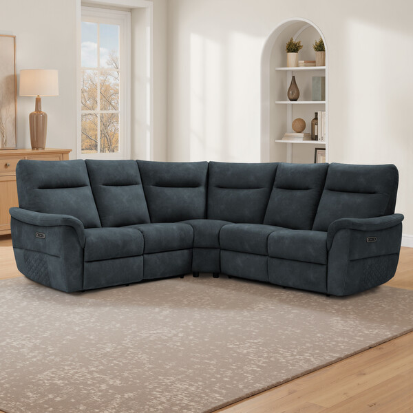 Dexter Shadow Fabric Sofas - Large Corner Sofa - Aldo Range - Oak Furnitureland