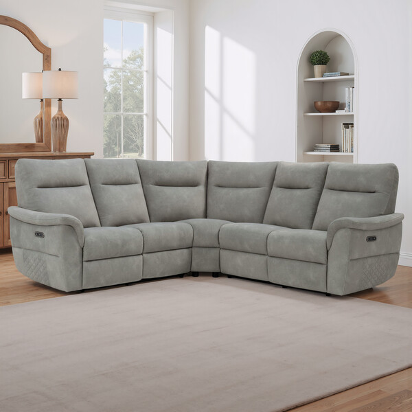Dexter Stone Fabric Sofas - Large Corner Sofa - Aldo Range - Oak Furnitureland