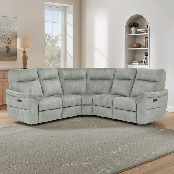 Marble Silver Fabric Sofas - Large Corner Sofa - Aldo Range - Oak Furnitureland