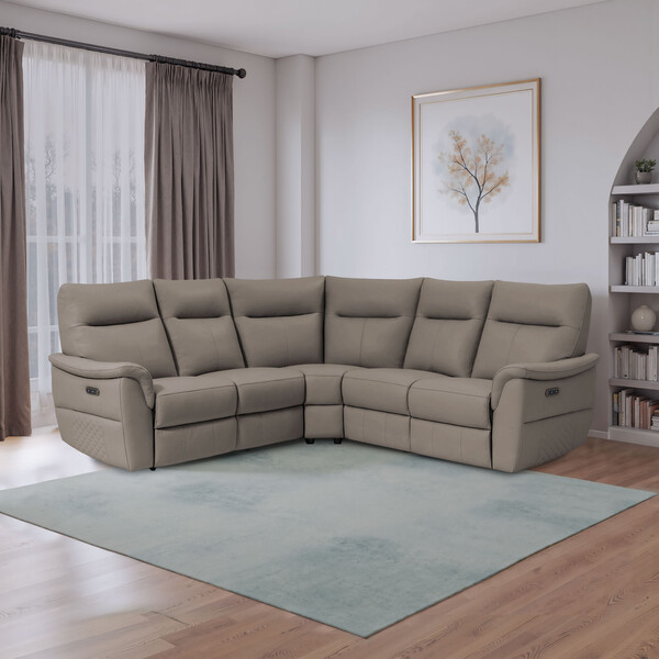 Oyster Leather Sofas - Large Corner Sofa - Aldo Range - Oak Furnitureland