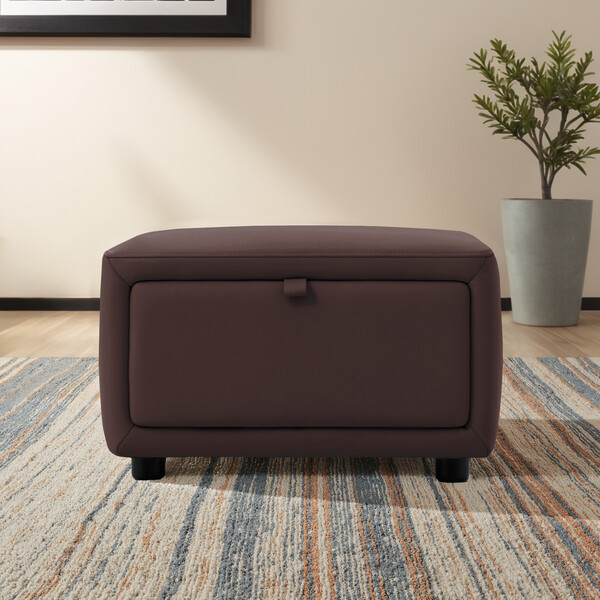Chestnut Leather Sofas - Storage Footstool - Aldo Range - Oak Furnitureland