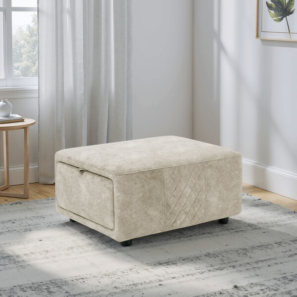 Marble Cream Fabric Sofas - Storage Footstool - Aldo Range - Oak Furnitureland