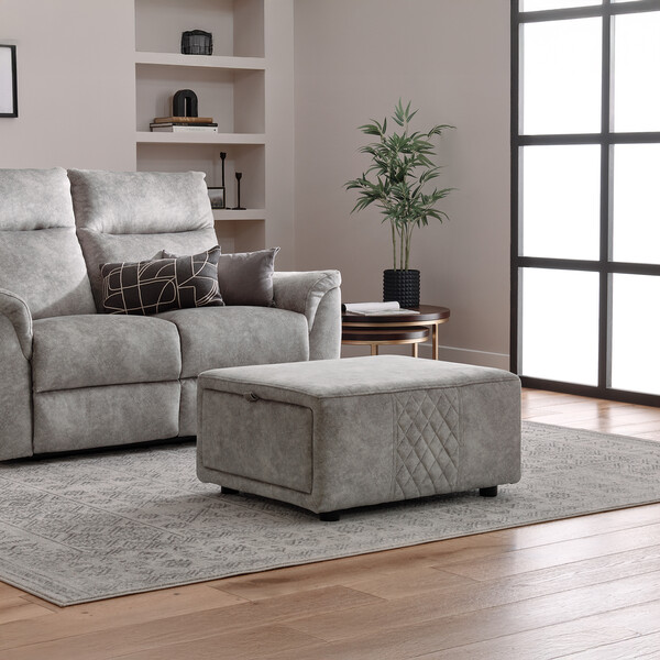 Marble Silver Fabric Sofas - Storage Footstool - Aldo Range - Oak Furnitureland