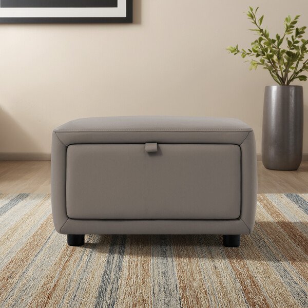 Oyster Leather Sofas - Storage Footstool - Aldo Range - Oak Furnitureland
