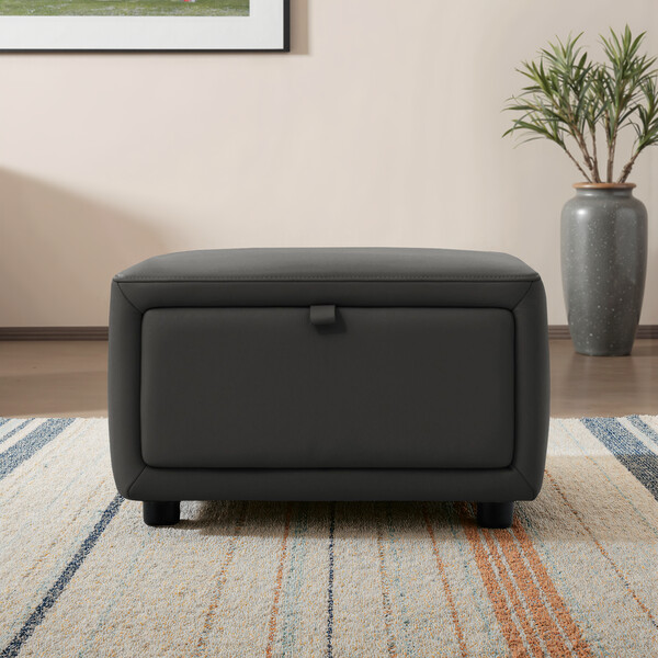 Storm Leather Sofas - Storage Footstool - Aldo Range - Oak Furnitureland