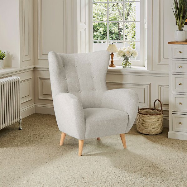 Linen Cream Fabric Sofas - Accent Chair - Alexander Range - Oak Furnitureland