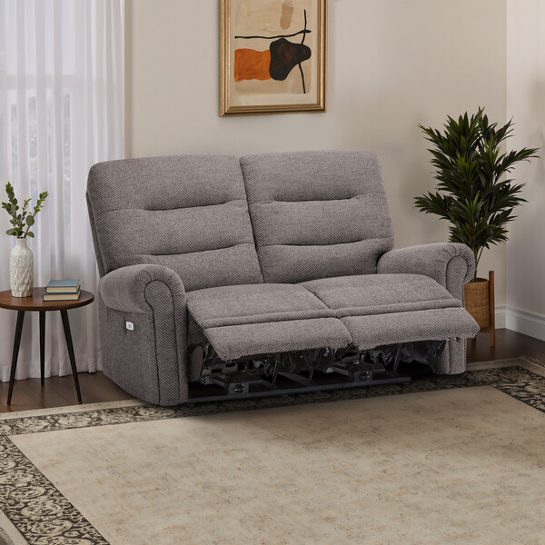 Andaz Charcoal Fabric Sofas - 2 Seater Electric Recliner Sofa - Eastbourne Range - Oak Furnitureland