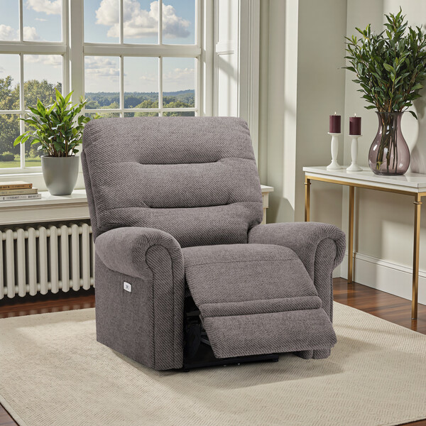 Andaz Charcoal Fabric Sofas - Electric Recliner Armchair - Eastbourne Range - Oak Furnitureland