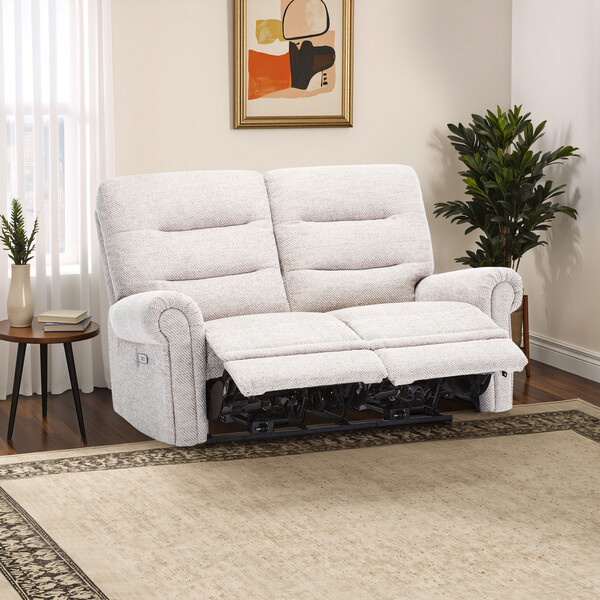 Andaz Silver Fabric Sofas - 2 Seater Electric Recliner Sofa - Eastbourne Range - Oak Furnitureland