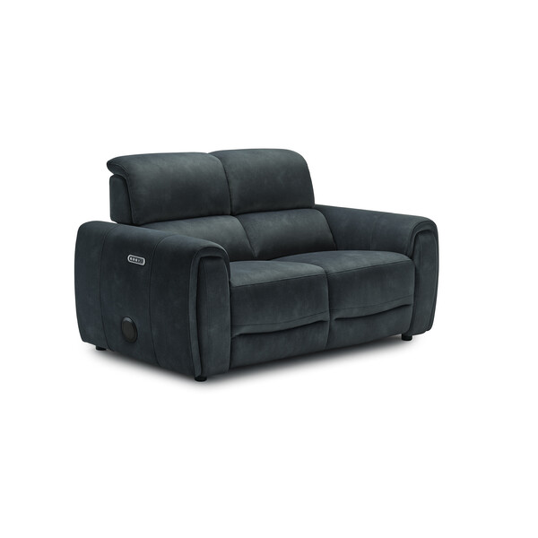Dexter Shadow Fabric Sofas - 2 Seater Recliner Sofa with Speakers - Arabella Range - Oak Furnitureland