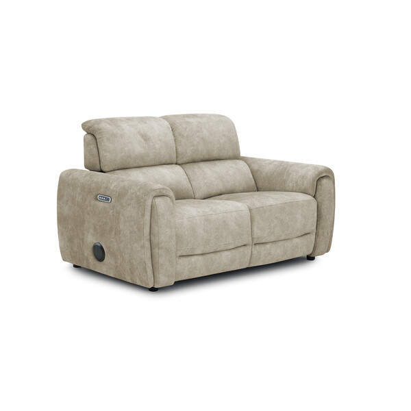 Marble Cream Fabric Sofas - 2 Seater Recliner Sofa with Speakers - Arabella Range - Oak Furnitureland