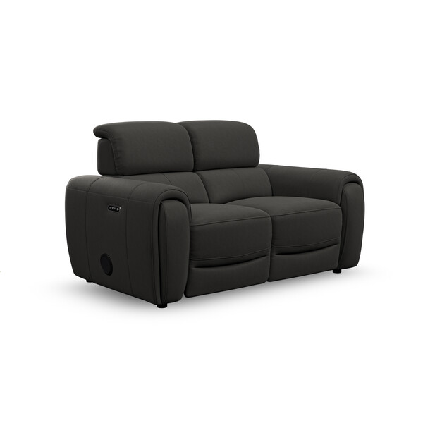 Storm Leather Sofas - 2 Seater Recliner Sofa with Speakers - Arabella Range - Oak Furnitureland