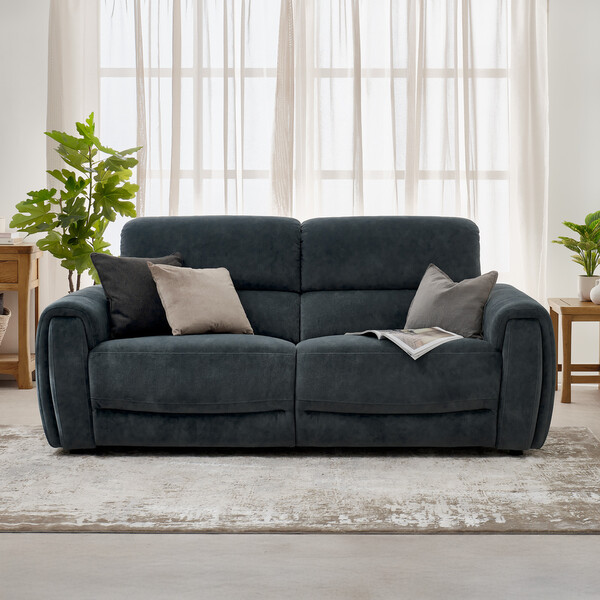 Dexter Shadow Fabric Sofas - 3 Seater Electric Recliner Sofa - Arabella Range - Oak Furnitureland