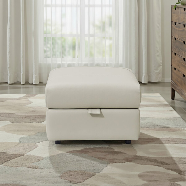 Bone China Leather Sofas - Storage Footstool - Arabella Range - Oak Furnitureland