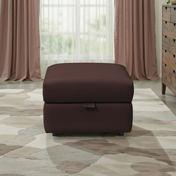 Chestnut Leather Sofas - Storage Footstool - Arabella Range - Oak Furnitureland