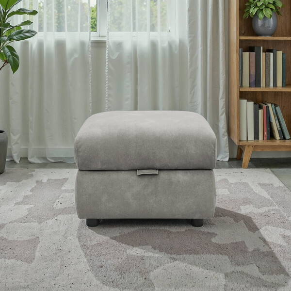 Dexter Stone Fabric Sofas - Storage Footstool - Arabella Range - Oak Furnitureland