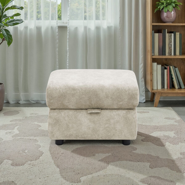 Marble Cream Fabric Sofas - Storage Footstool - Arabella Range - Oak Furnitureland