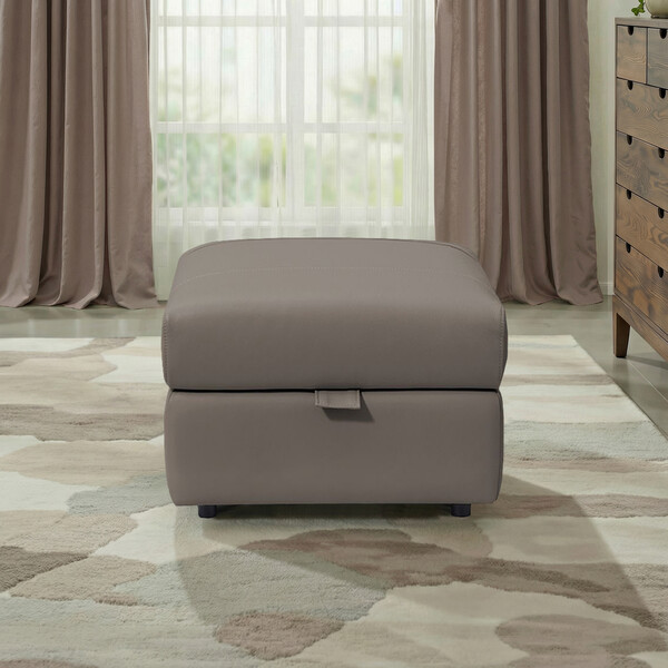 Oyster Leather Sofas - Storage Footstool - Arabella Range - Oak Furnitureland