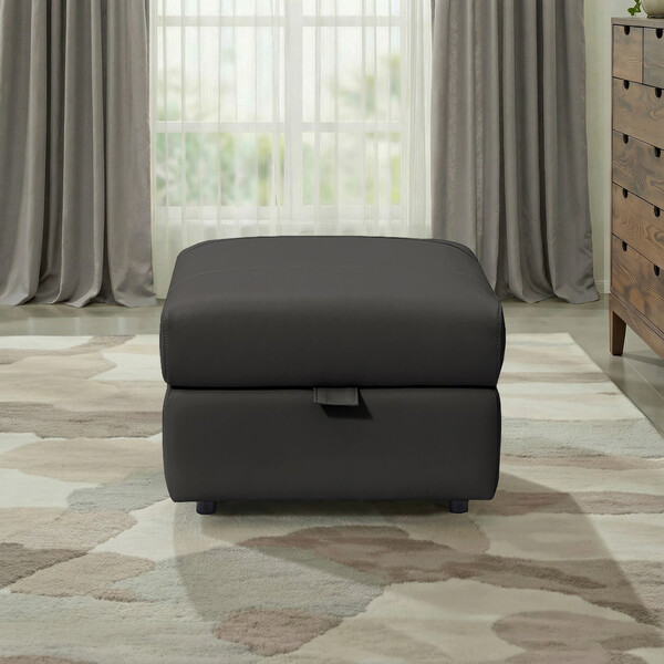 Storm Leather Sofas - Storage Footstool - Arabella Range - Oak Furnitureland