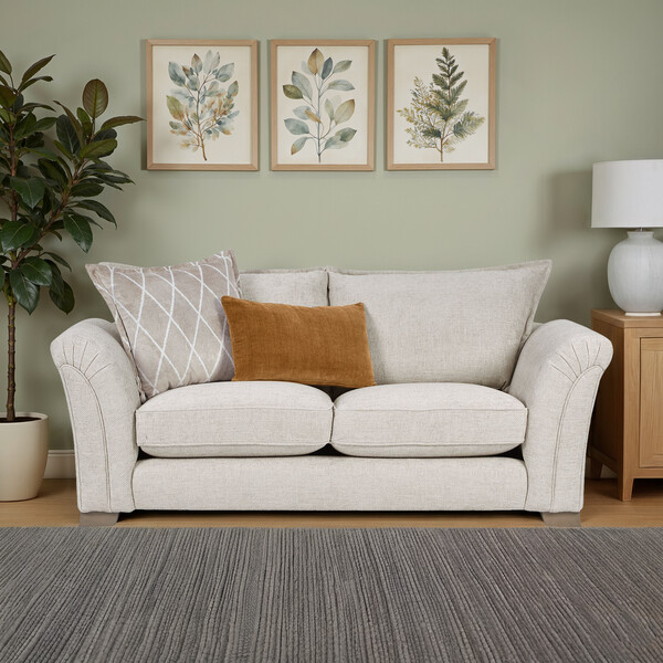 Cream Fabric Sofas - 3 Seater Sofa - Ashby Range - Oak Furnitureland