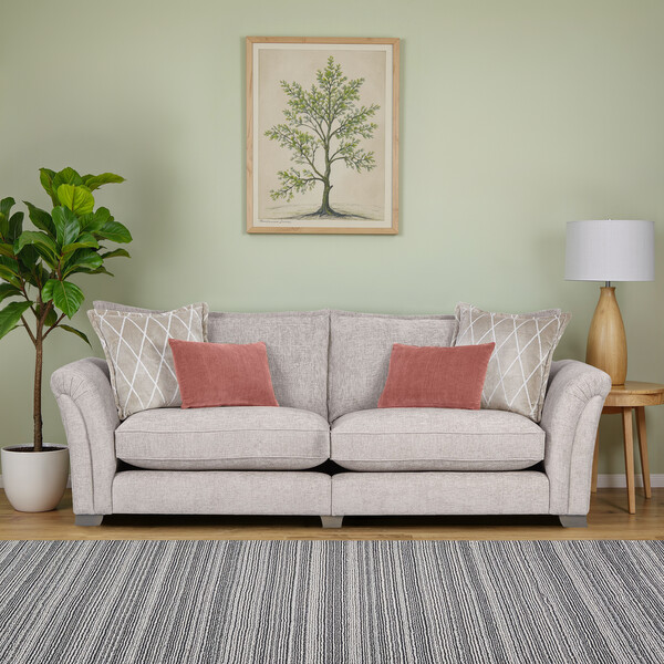 Ivory Fabric Sofas - 4 Seater Sofa - Ashby Range - Oak Furnitureland