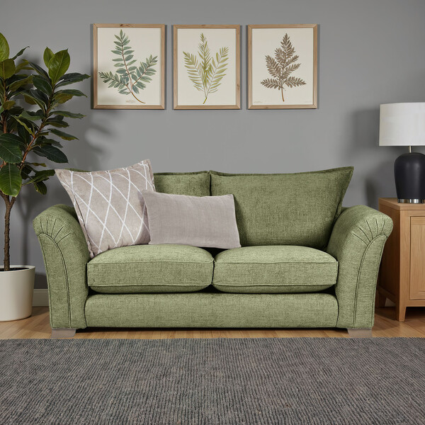 Olive Fabric Sofas - 3 Seater Sofa - Ashby Range - Oak Furnitureland