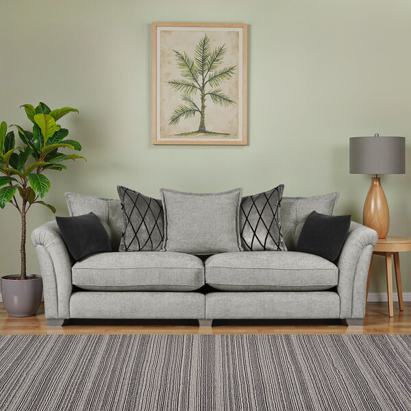 Platinum Fabric Sofas - 4 Seater Pillow Back Sofa - Ashby Range - Oak Furnitureland