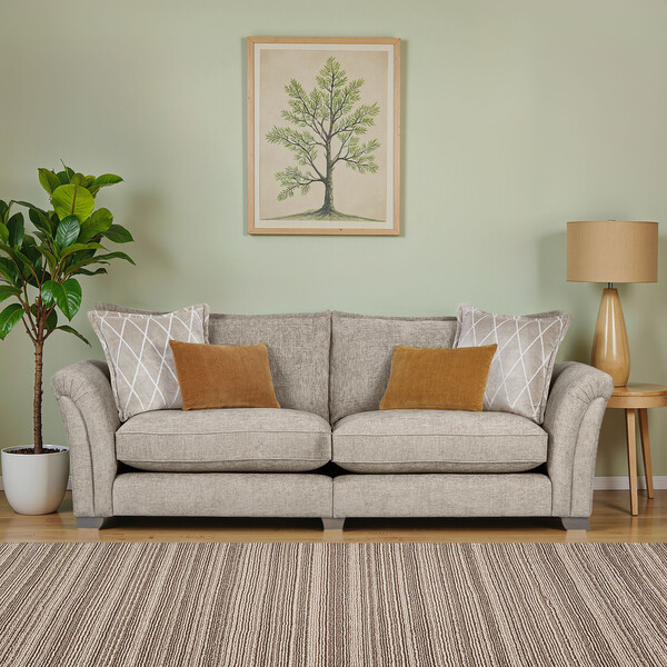 Stone Fabric Sofas - 4 Seater Sofa - Ashby Range - Oak Furnitureland