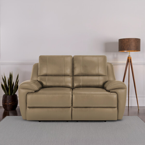 Beige Leather Sofas - 2 Seater Sofa - Austin Range - Oak Furnitureland
