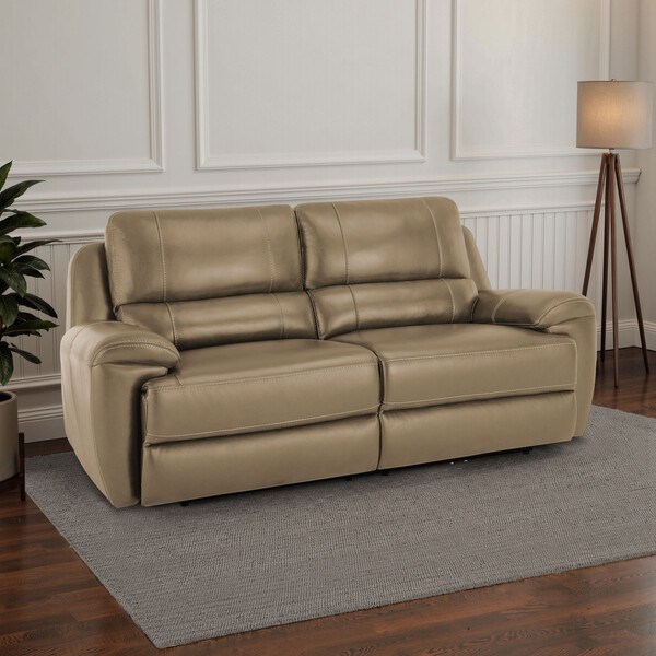 Beige Leather Sofas - 3 Seater Sofa - Austin Range - Oak Furnitureland