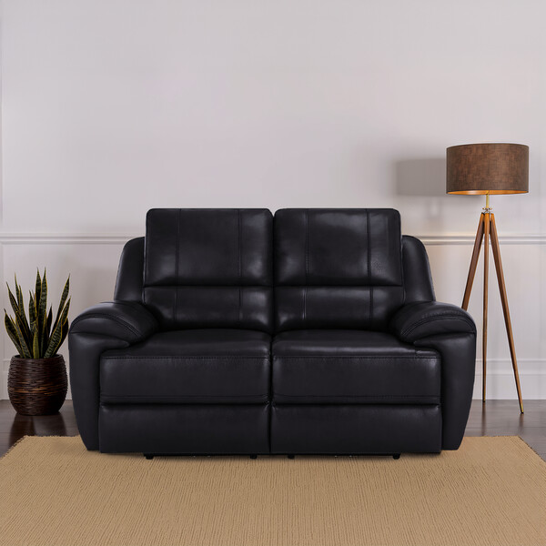Black Leather Sofas - 2 Seater Sofa - Austin Range - Oak Furnitureland