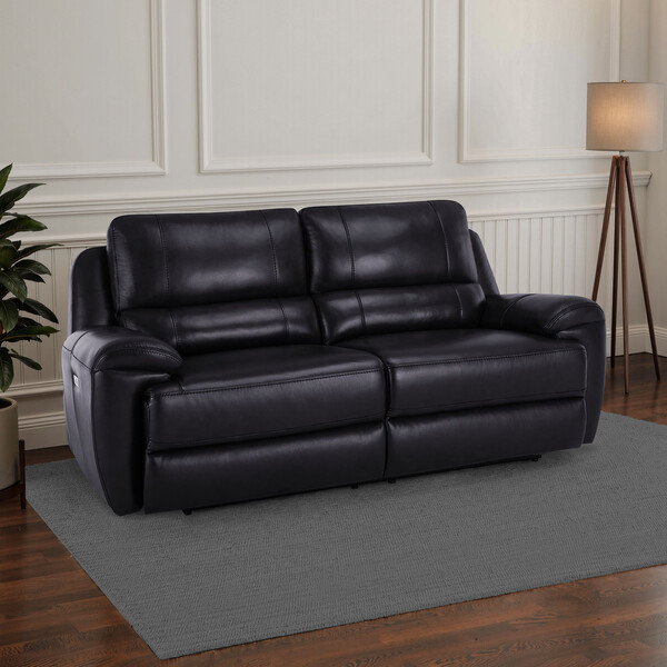 Black Leather Sofas - 3 Seater Sofa - Austin Range - Oak Furnitureland