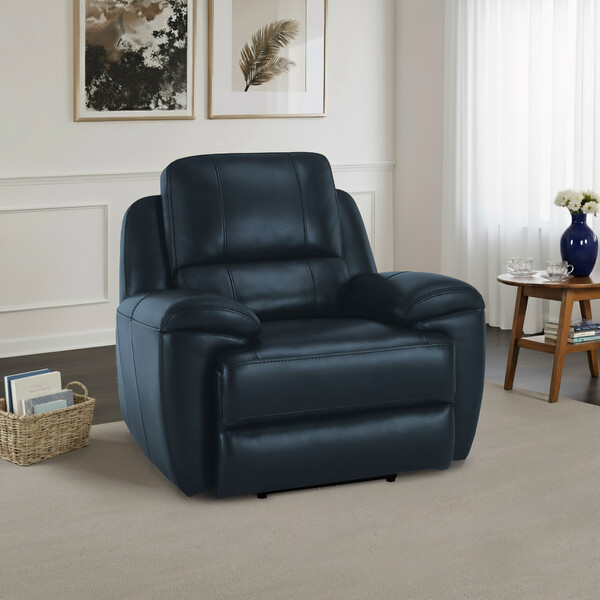 Blue Leather Sofas - Armchair - Austin Range - Oak Furnitureland