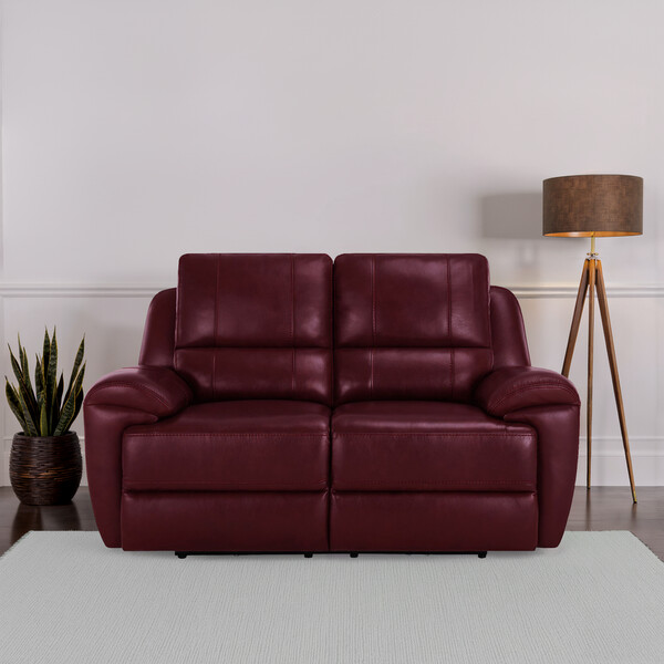 Burgundy Leather Sofas - 2 Seater Sofa - Austin Range - Oak Furnitureland