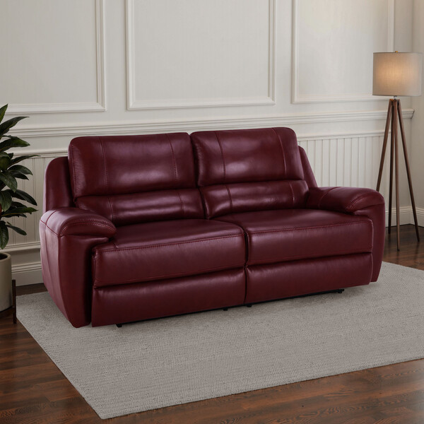 Burgundy Leather Sofas - 3 Seater Sofa - Austin Range - Oak Furnitureland