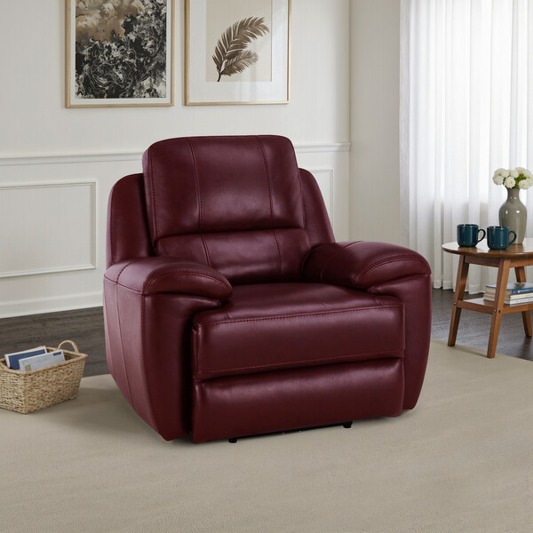 Burgundy Leather Sofas - Armchair - Austin Range - Oak Furnitureland