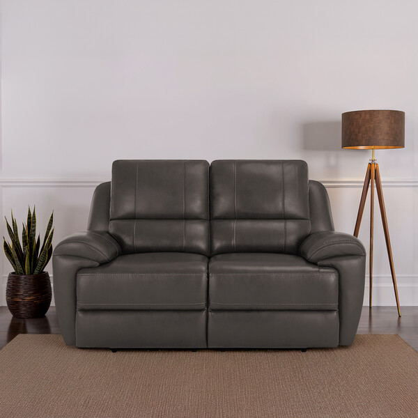 Dark Grey Leather Sofas - 2 Seater Sofa - Austin Range - Oak Furnitureland