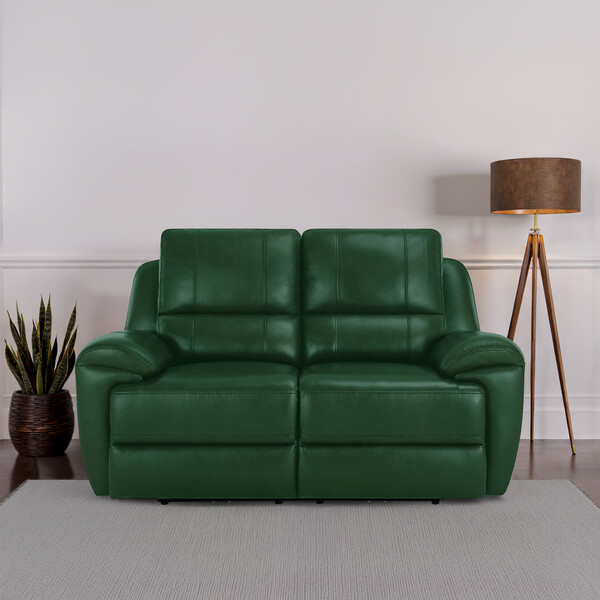 Green Leather Sofas - 2 Seater Sofa - Austin Range - Oak Furnitureland