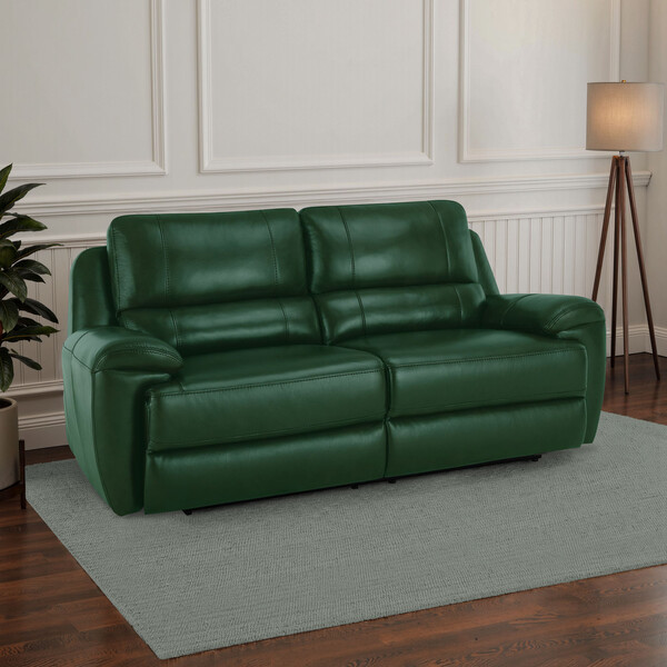 Green Leather Sofas - 3 Seater Sofa - Austin Range - Oak Furnitureland