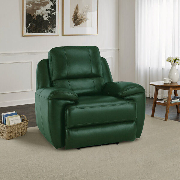 Green Leather Sofas - Armchair - Austin Range - Oak Furnitureland