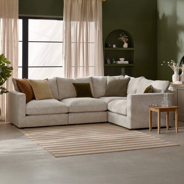 Beige Fabric Sofas - Modular 4 Seat Corner Sofa - Malvern Range - Oak Furnitureland