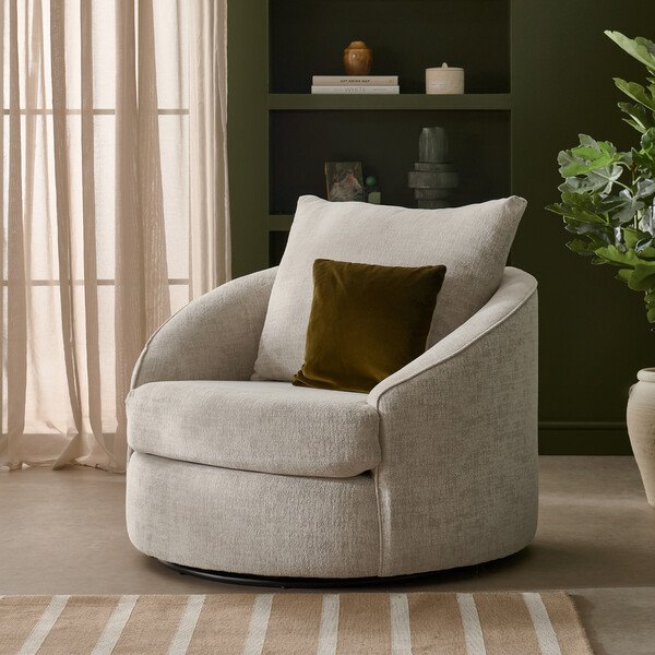 Beige Fabric Sofas - Swivel Chair - Malvern Range - Oak Furnitureland