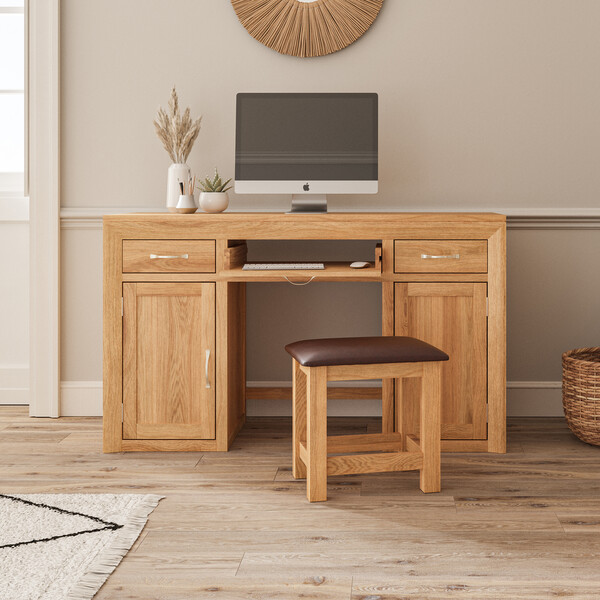 Natural Solid Oak Desks - Desk - Bevel Range - Oak Furnitureland