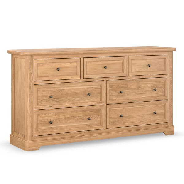Natural Solid Oak Chest of Drawers - 7 Drawer Chest - Brennan Range - Oak Furnitureland