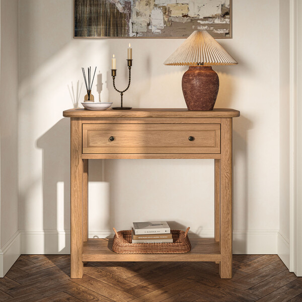 Natural Solid Oak Console Tables - Console Table - Brennan Range - Oak Furnitureland