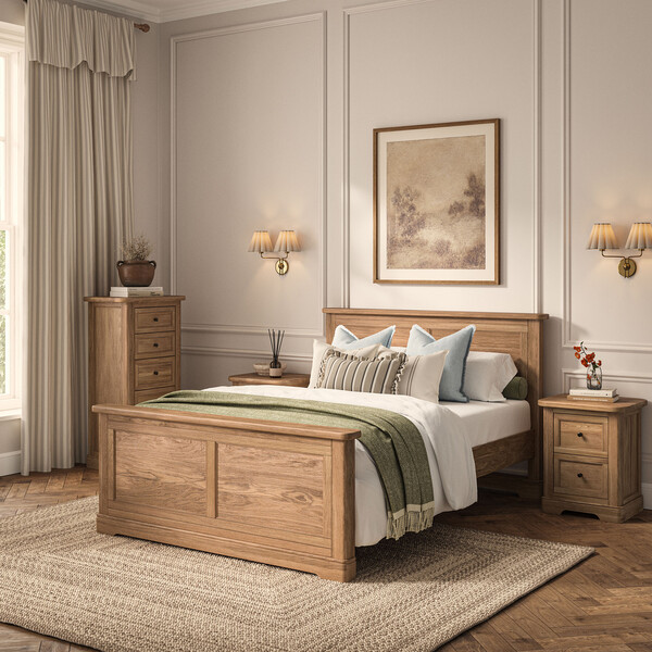 Natural Solid Oak Beds - Double Bed - Brennan Range - Oak Furnitureland