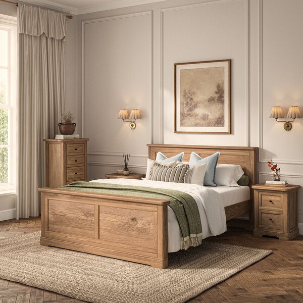 Natural Solid Oak Beds - King-size Bed - Brennan Range - Oak Furnitureland