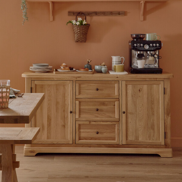 Natural Solid Oak Sideboards - Large Sideboard - Brennan Range - Oak Furnitureland